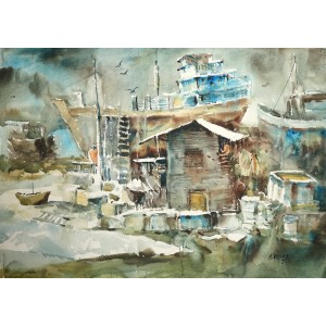 Abdul Hayee, 22 x 30 inch, Watercolor on Paper, Seascape Painting, AC-AHY-048